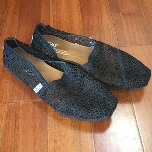 Black Crochet Toms 6.5